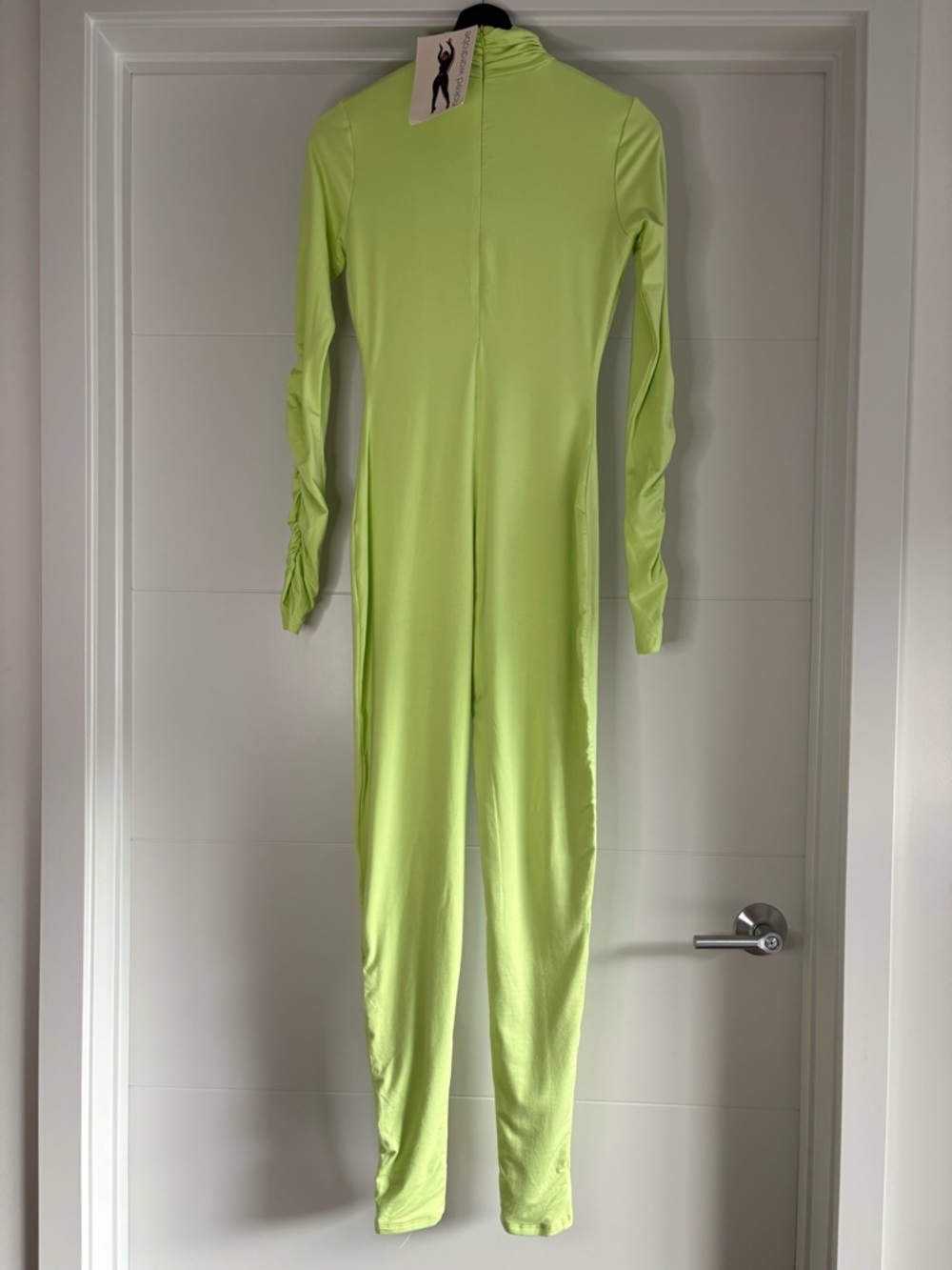 Naked Wardrobe Lime Green Jumpsuit with Long-Sleeves NWT - Picture 3 of 7